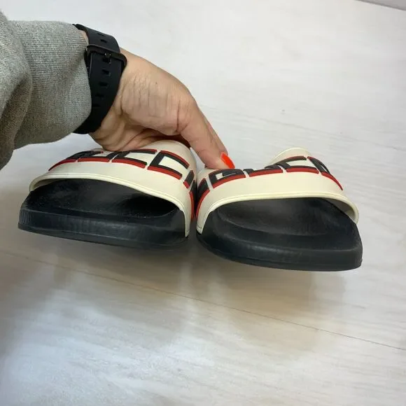 Gucci Pursuit Slide Sandals Women's Size 8 White Black Slip On Casual Shoes - Picture 6 of 12